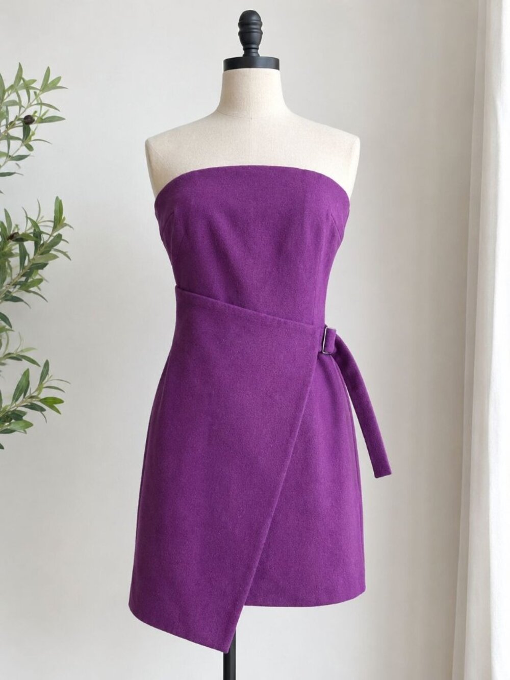 Kate Spade Saturday Strapless Wool Blend Mini Dress Purple Size 4 Buckle